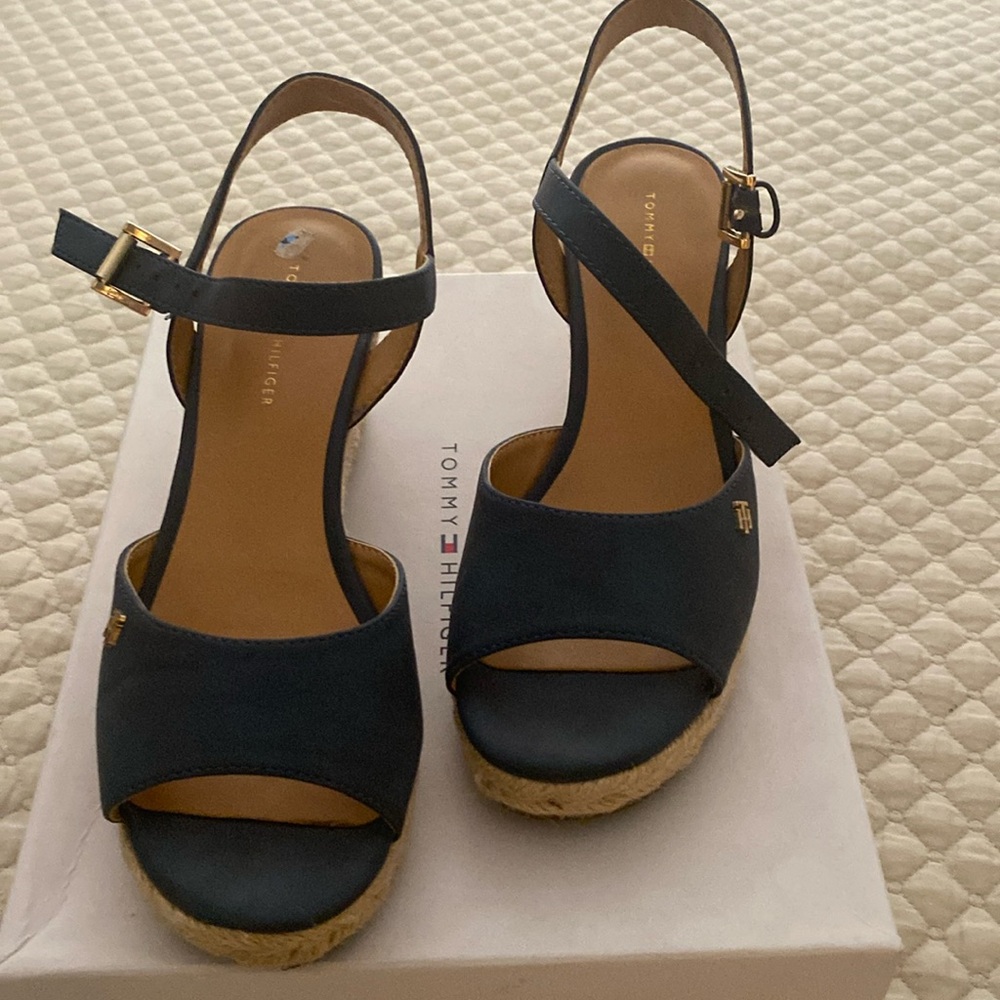 Denim Wedge Sandals-Tommy Hilfiger- Sz 6.5 EUC